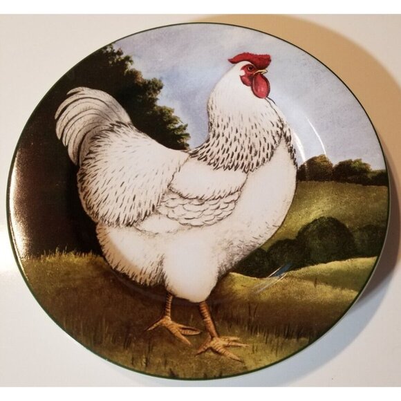 Chicken Rooster 8" Plates Vtg Sakura Oneida ON THE FARM Set of 4 David Carter Br - Picture 5 of 15